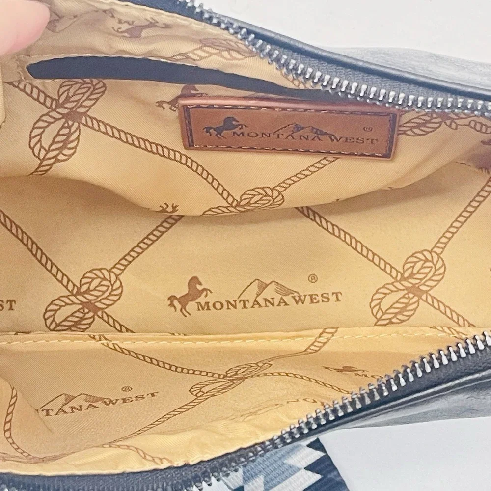 Montana West Crescent Black Bag Adjustable Geometric Shoulder Strap‎